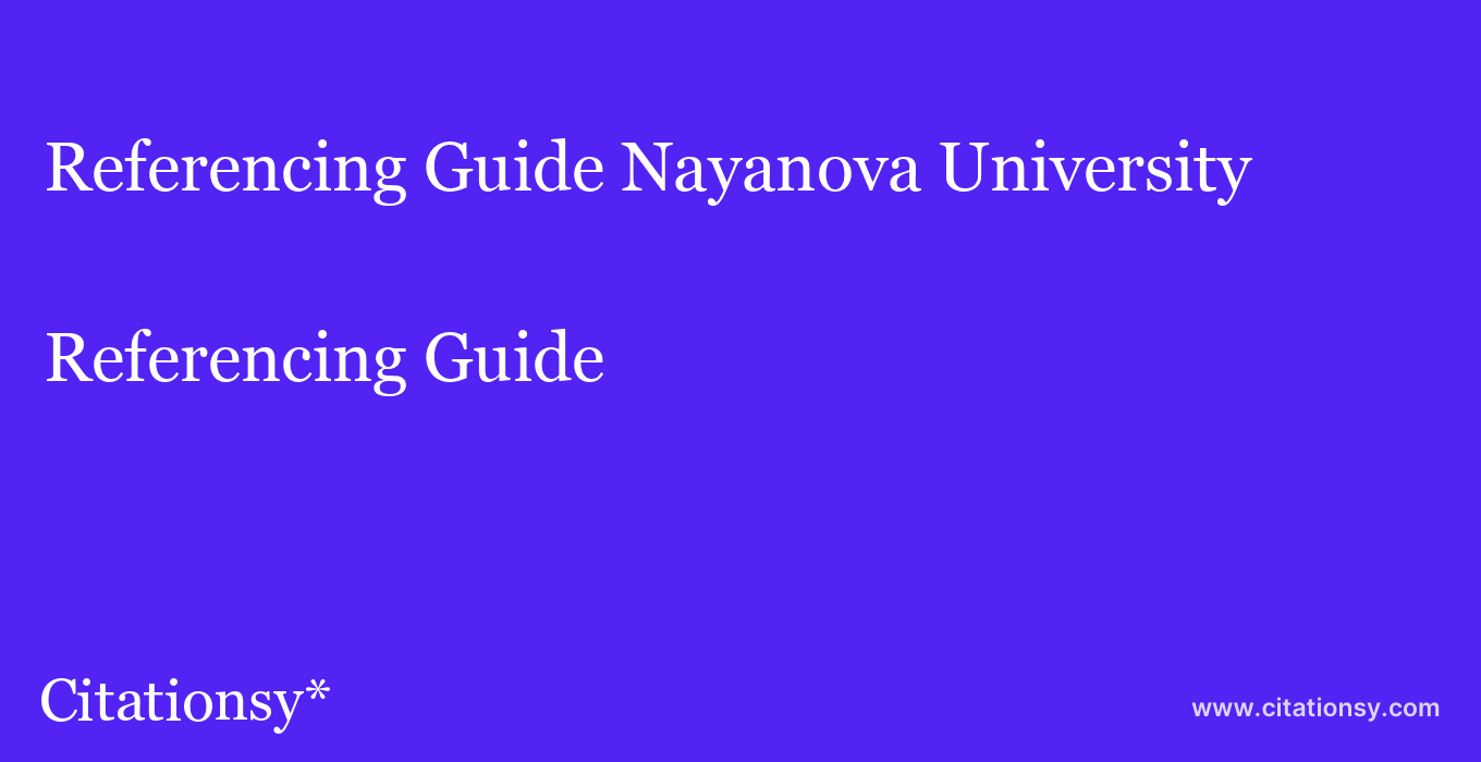 Referencing Guide: Nayanova University